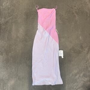 Asos Pink Asymmetrical Cami Criss Cross Tank Top Summer Satin Dress Purple 4 NWT